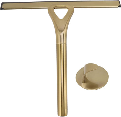 Shower Squeegee for Glass Doors, Stainless Steel Window Squeegee, Non-Slip Handle for Bathroom and Tile Cleaning