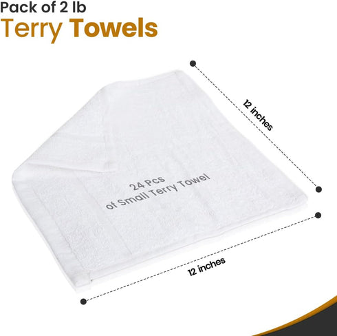 White Terry Rags: 2lb Bulk 12x12 Inches 100% Cotton Cleaning Solution for Body Shops and Home