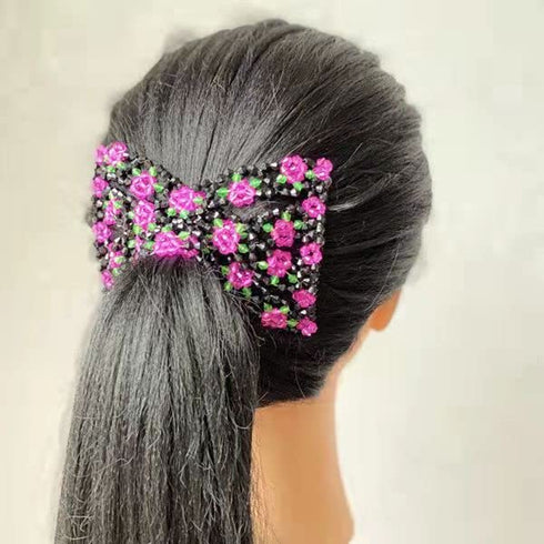 LOVEF Elastic Double Combs with Plastic Rose Flowers, Hair Clips, Hair Holder, Easy Comb, 8 Pcs