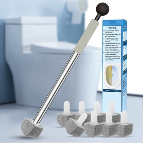 Larger Pumice Stone Toilet Bowl Cleaner, 16.7 Inch with Handle for Hard Water Ring and Stains Cleaning