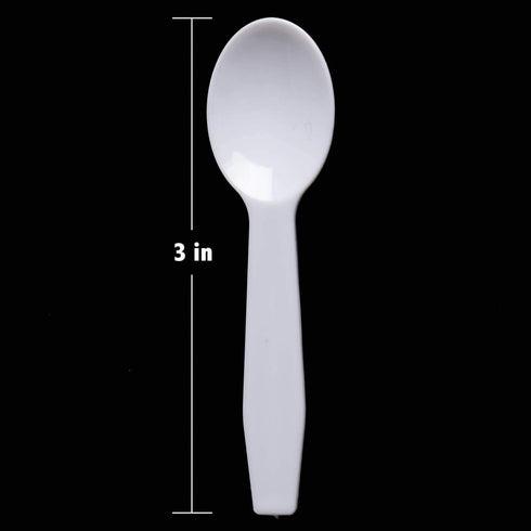 PARTY BARGAINS 3" Plastic Mini Spoons - (800 Count) White, Lightweight Disposable Plastic Tasting Spoons, Excellent for Desserts, Appetizers, Jello Shots, Yogurts, Spices and Samples