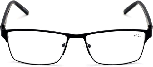 V.W.E. Men Premium Rectangle Metal Reading Glasses, Extra Large 152mm Wide Frame
