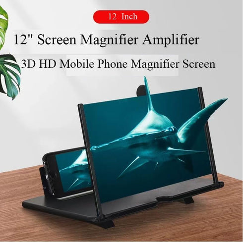 KEMANI 12" Magnifier,3D Screen HD Mobile Phone Magnifier Projector Screen Enlarger for Movies,Videos,Gaming,Foldable