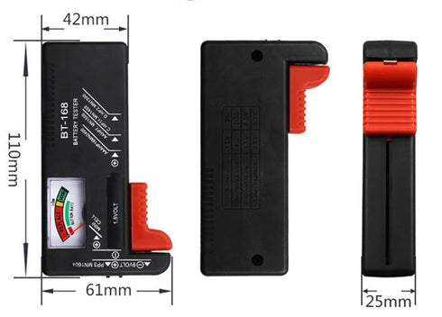 Battery Tester, Universal Battery Checker for AAA AA C D 9V 1.5V Button Cell Batteries Model BT-168