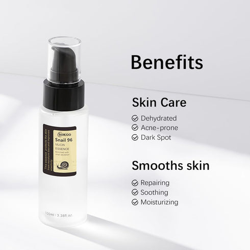 Snail Mucin Serum 96%, Advanced Power Repairing Essence with Snail Secretion Filtrate and Sodium Hyaluronate for All