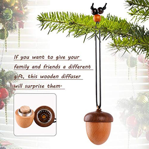 Wooden Acorn Essential Oil Car Diffuser Air Freshener - Hang Decoration, Brown