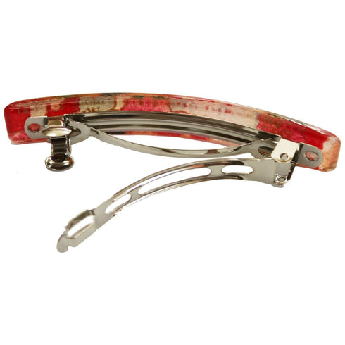 Japanese Kyoto Chirimen Barette Hair Clip/Clasp, Red/Pink