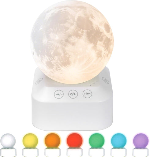 Rukico White Noise Sleep Machine with Moon Lamp Night Light,24 Soothing Sounds,Adjustable RGB