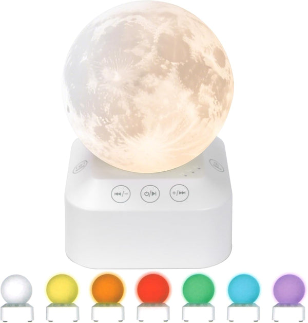 Rukico White Noise Sleep Machine with Moon Lamp Night Light,24 Soothing Sounds,Adjustable RGB