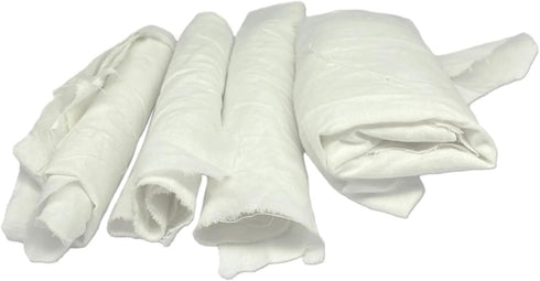 Recycled White Sheeting Rags - 100% Cotton Blend Lint Free Wiping Cloth, Bulk Cleaning Rag (5 lbs. Compressed Box)