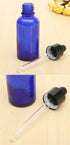 AKOAK 30ml Blue Glass Bottle with Dropper, Pack of 3 for Essential Oils or Laboratory Chemicals