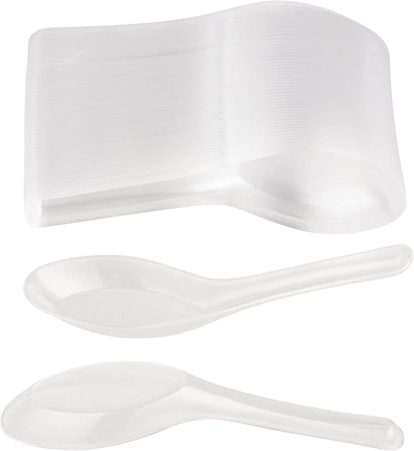 Juvale 200 Pack Disposable Chinese Soup Spoons, Clear Plastic Utensils for Ramen, Pho