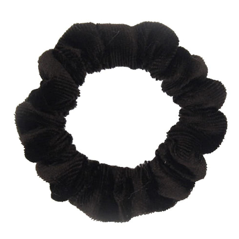 Pack of 10 Small Velvet Scrunchies - Mini Thin Elastic Hair Ties for Women Hair Accessories (Black)
