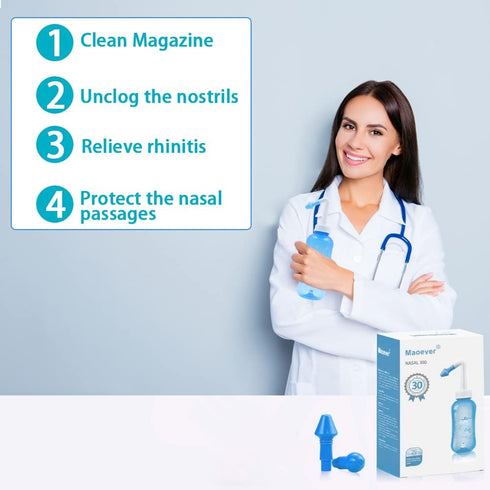 Nasal Wash Bottle, Abnaok Sinus Rinse and Nasal Irrigation Device, Perfect for Adult & Kid (500ML Blue)