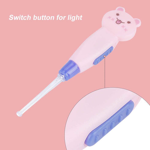 ViaGasaFamido Kids' Pink Cartoon LED Ear Cleaner with Replacement Head