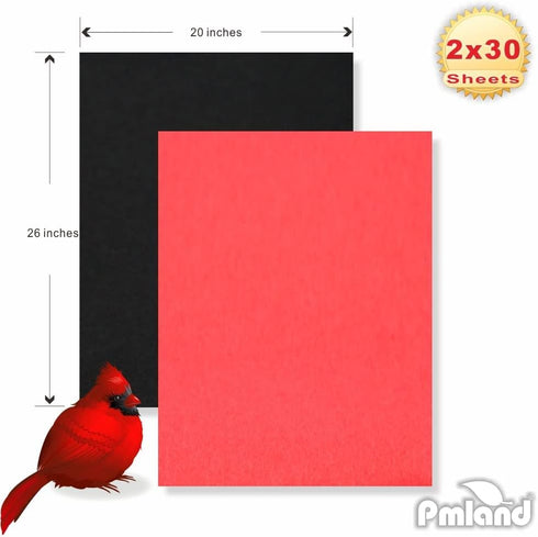 PMLAND Gift Wrapping Tissue Paper - Black and Red, 20 Inches x 26 Inches, 60 Sheets