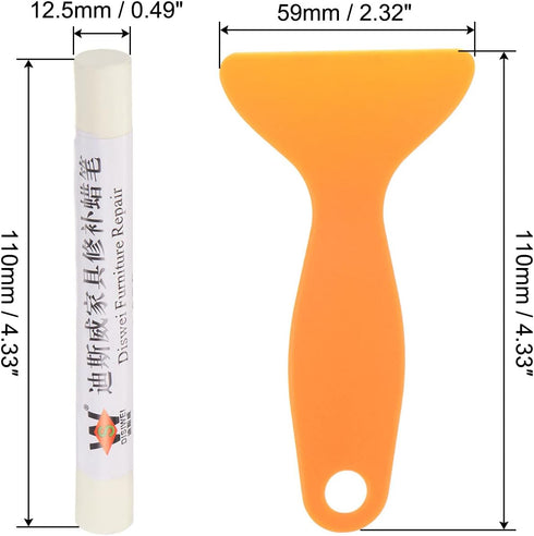 Wax Filler Stick, 3pcs Wooden Repair Wood Wax Fill Sticks with Spatula Crayon Markers Furniture Touch Up Kit for Remover Scratches Scuffs on Furniture Floor, Warm White