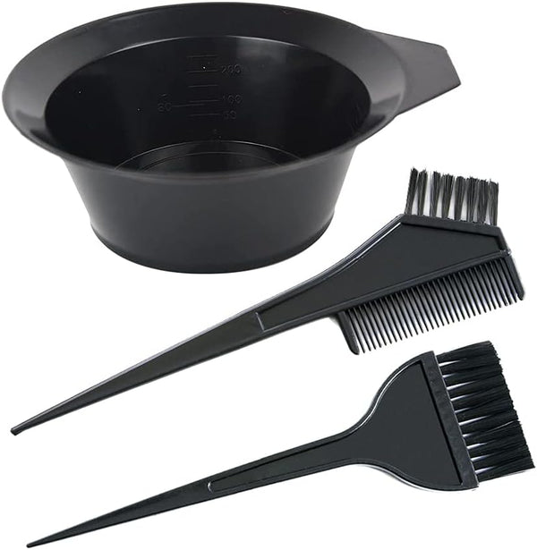 YANTAISIYU 3 Pcs Salon Hair Dyeing Kit Tools - Hair Color Mixing Bowl Tinting Brush and Angled Comb