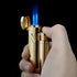 Cigar Torch Lighter with Punch, Butane Refillable, 2 Jet Flame, Windproof (Gold)