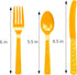 DecorRack 96 Piece Plastic Cutlery Set, Yellow Heavy Duty Plastic Silverware Sets for Parties