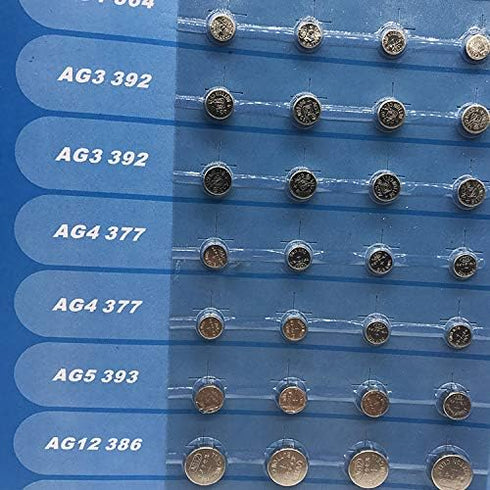 Cotchear 40pcs Alkaline Cell Batteries Assorted, 1.5 Volt AG1/LR621, AG3/LR41, AG4/LR626, AG5/LR754, AG12/LR43,