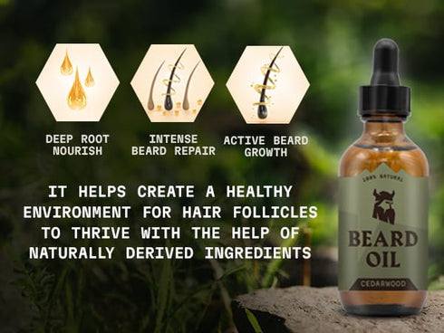 Striking Viking Beard Oil for Men - 2 Fl Oz, Cedarwood Scent, Naturally Derived Conditioner for Beard