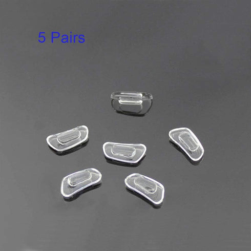 12.4mm D Shape Eyeglass Nose Pads, 5 Pairs Push-in Soft Silicone Nose Pieces for Glasses, Anti-Slip for Eyeglasses