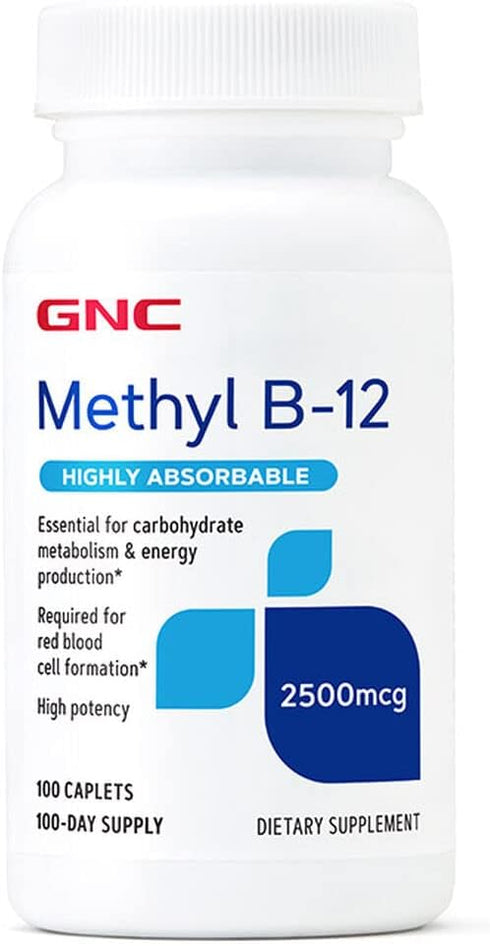 GNC Methyl B-12 2500 mcg - 100 Caplets (100 Servings)