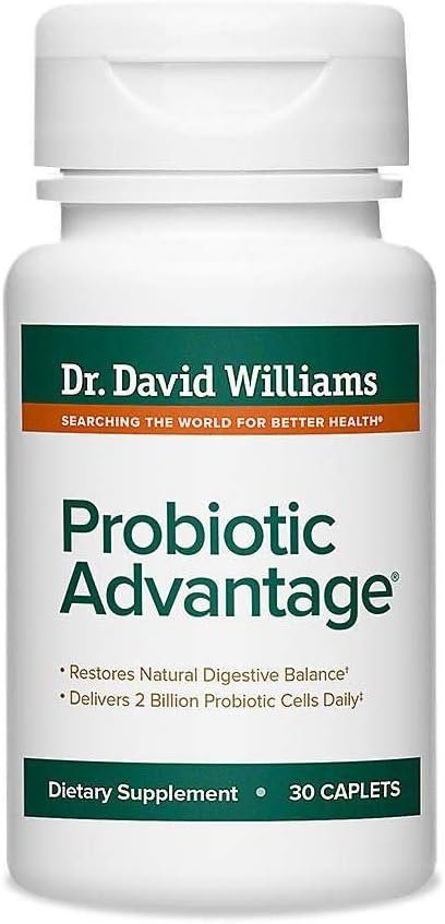 Dr. David Williams' Probiotic Advantage Supplement, 30 Caplets, 7 Unique Strains, Patented Technology