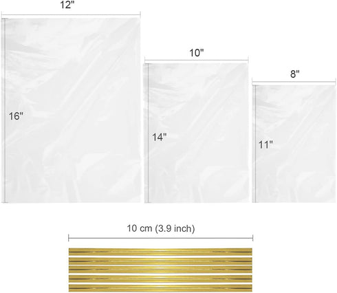 Zcintert Clear Cello ???????????????????? ?????????? ????????, 100 Pcs - 8" x 11"(2mils), Plastic Gift Bags for Candy, Party Favor, Cookies, Candies Packaging, with 4” Twist Ties