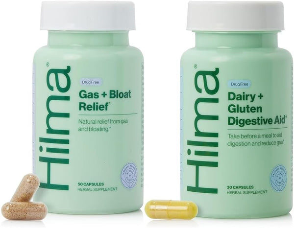 Hilma De-Bloat Bundle - Gas & Bloating Relief for Women (50 Vegan Capsules) with Lemon Balm & Peppermint