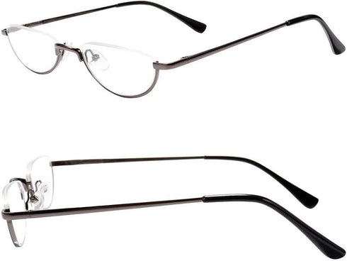 KoKoBin Upgraded Translucent Reading Glasses, 3 Pairs Half-Frame Metal Readers for Men and Women, Red, Brown, Gunmetal