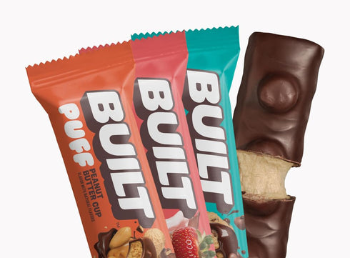 Pack 15-17g 12 Count BUILT Bar Puff Protein Bars - Variety - Protein Snack Bars with Collagen - Calorie Conscious