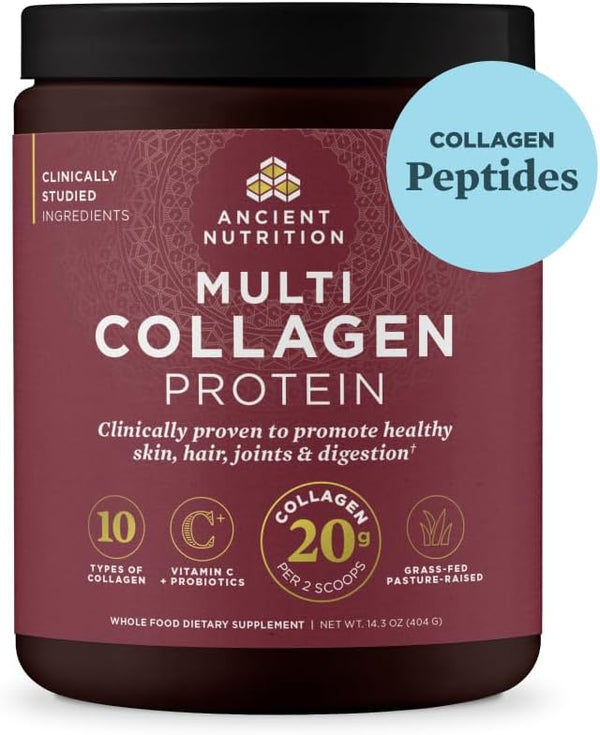 Ancient Nutrition Collagen Powder Protein with Probiotics, Multi Collagen Protein with Vitamin C, 40 Servings,