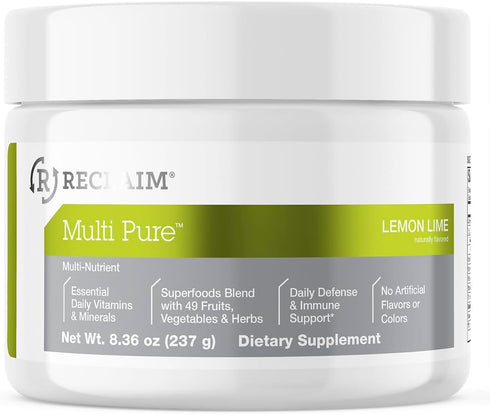 Reclaim Multi Pure Mango Pineapple, Immune Support Superfood Powder with Vitamin C, Probiotic, 30 Servings