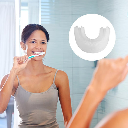 HEALLILY 2pcs U Shaped Toothbrush Head Silicone Automatic Electric Toothbrush Heads Replacement Refill