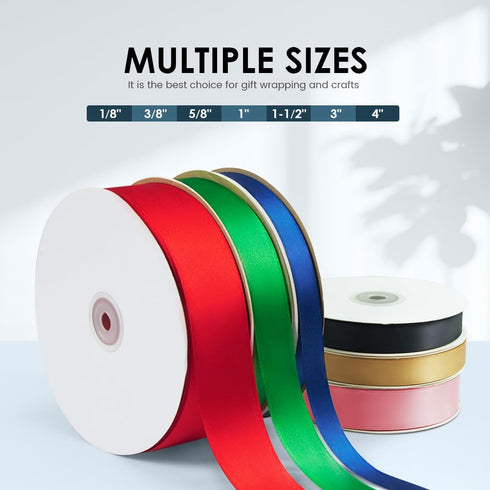 3/8" Wide x 100 Yards Single Face Polyester Satin Ribbon, Satin Ribbon for Crafts, Gift, Hair Bows, Wedding Party Decoration, Bow Making & Other Projects (Red) by KMER LIFE