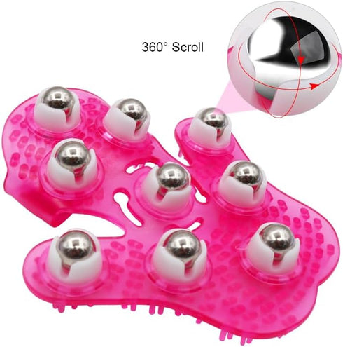 SCOLAND Roller Ball Body Massage Glove Anti-Cellulite Muscle Pain Relief Relax Massager for Neck Back Shoulder Buttocks