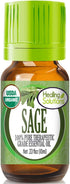 Healing Solutions Organic Sage Essential Oil, Pure & Undiluted 0.33 oz (10ml) for Hair and Aromatherapy