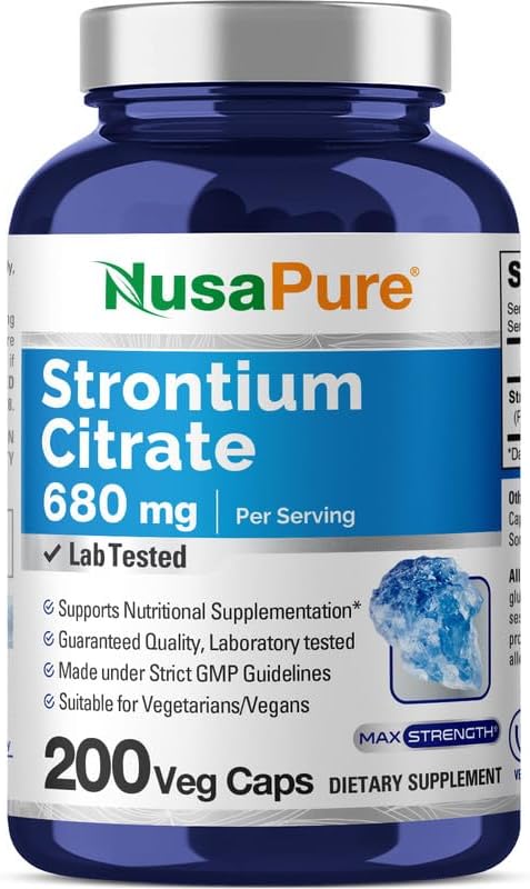 NusaPure Strontium - 680 mg, 200 Vegetarian Caps - Non-GMO, Vegan