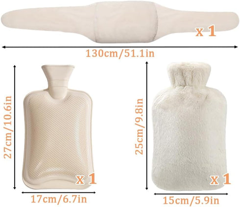 Hitopin 3 1 1L in Hot Water Bottle Pouch with Waist Cover, Warm Water Bag, Pouch with Soft Belt, Rubber Hot Water Bag