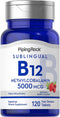 Piping Rock B12 Sublingual, Methylcobalamin, 5000 mcg, 120 Tablets, Berry Flavor, Vegetarian, Non-GMO, Gluten Free