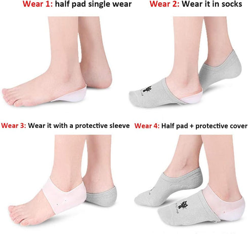 Invisible Height Increase Elevators Heels Cushion Insole, Heal Dry Cracked Heels & Protector, White, 2 cm
