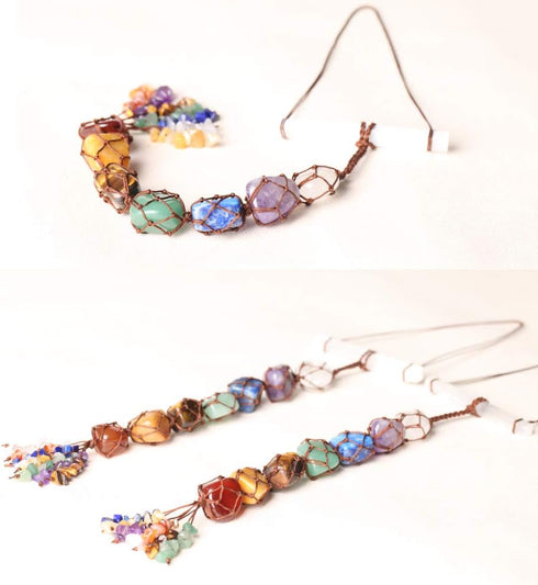 7 Chakra Stones Healing Crystals Hanging Ornament - Chakra Tassel Christmas Ornaments for Home Decoration