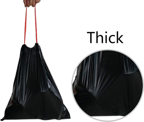 13 Gallon Drawstring Garbage Bags, Tall Kitchen Trash Bags, Black, 110 Counts