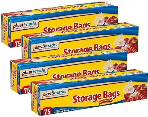 Disposable Plastic Storage Bags with Original Twist Tie, 1 Gallon Size, 300 Bags for Home, Office, Vacation, Snacks