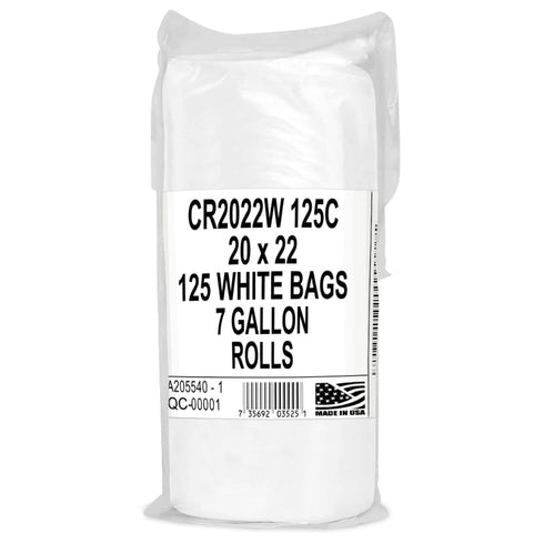 Aluf Plastics 8 Gallon White Trash Bags, 0.7 Mil, 20" x 22", Pack of 125 for Home, Kitchen, Bathroom, Office