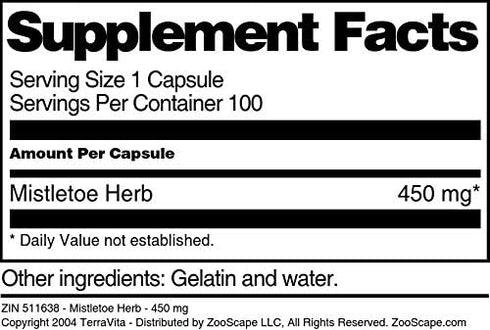 Terravita 450 (100 511638) 3 Pack Mistletoe Herb - mg Capsules, ZIN: