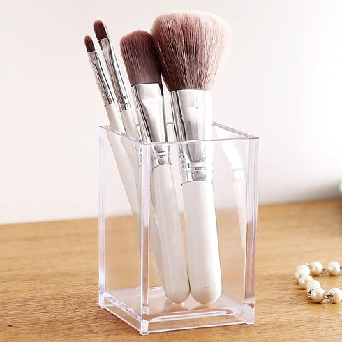 3 Pack Clear Acrylic Cosmetic Pencil Pen Holder Cup, Clear Makeup Brush Storage for Desk Organization