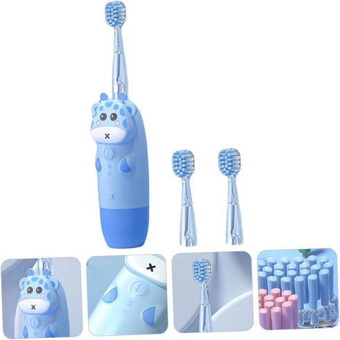 Mikinona Cartoon Sonic Electric Toothbrush for Frequency Ergonomic Grip for Healthy Brushing Habits Includes Blue Brush